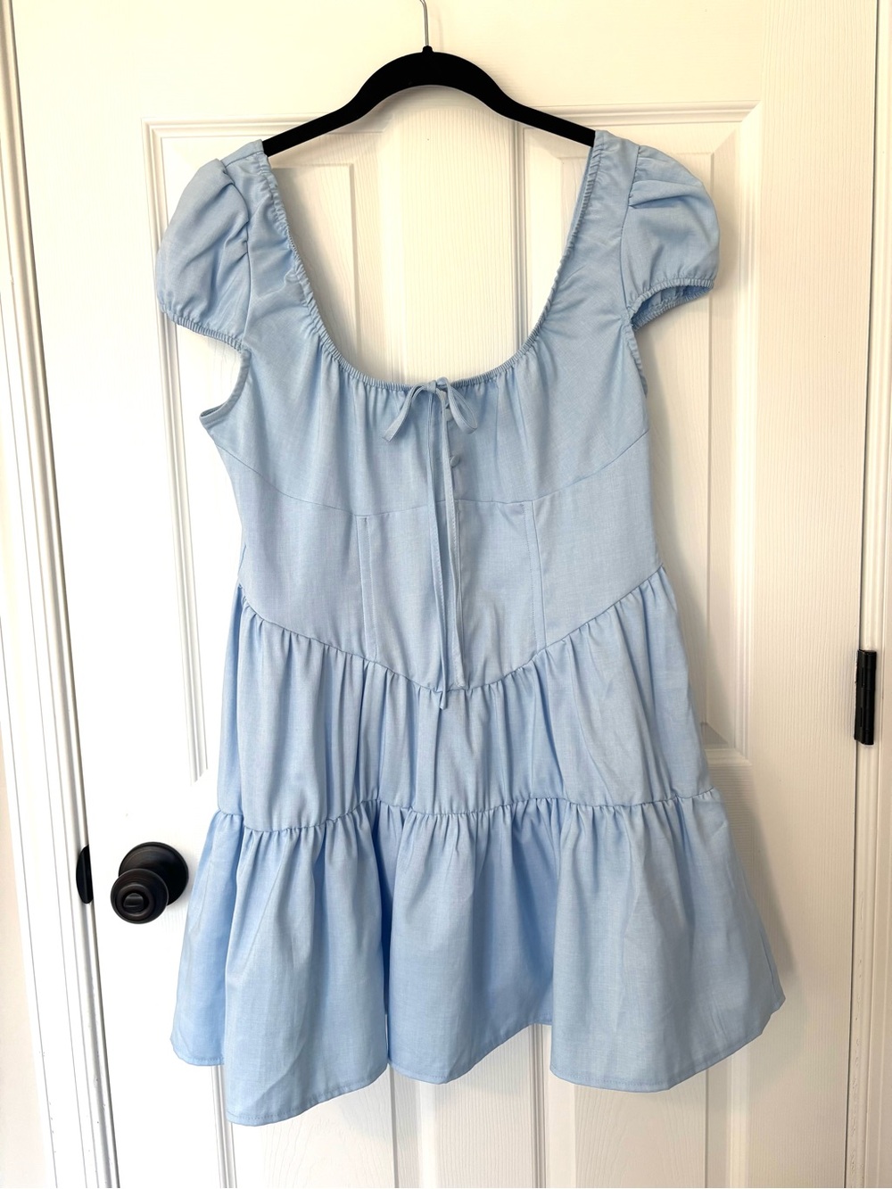 Coquette Corset Detail Tie Shift Dress Light Blue NWT PrettyLittleThing Size 10